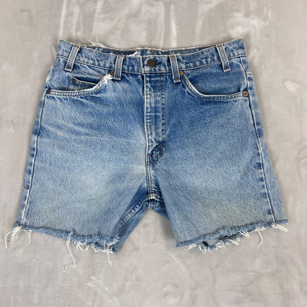 Vintage Levis 517 Shorts Womens 32 Orange Tab Denim Cutoffs USA Made Grunge